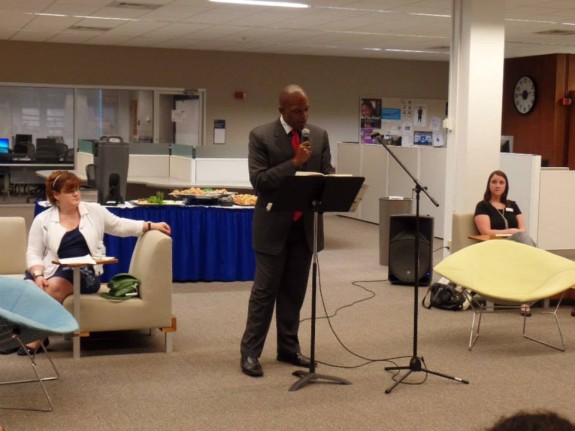 Maurice Ruffin reads at a One Book One New Orleans event at Dillard University (photo: Malik Bartholomew)