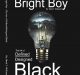 Cover of the book Bright Boy; The Art of Defined/Designed Black, with graphic of a light bulb through which we view a boy swinging on a swingset