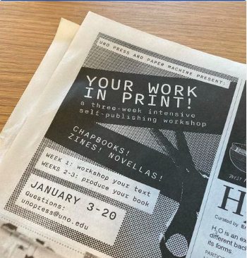 Newspaper Ad for the workshop: Your Work in Print